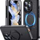 Temdan Magnetic for iPhone 16 Pro Case Waterproof, [Built-in Ring Invisible Stand & Screen Protector][IP68 Underwater][Dropproof][Dustproof][Real 360] Shockproof Protective Phone Case 6.3'' -Grey