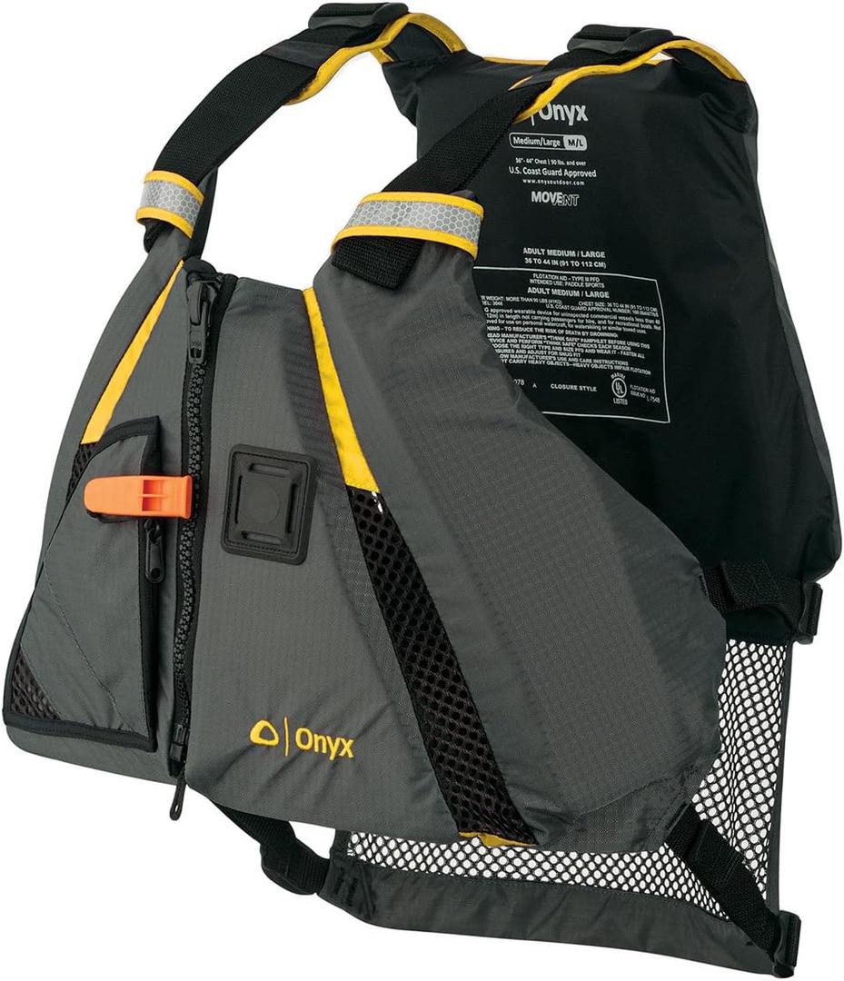 Onyx U.S. Coast Guard and Transport Canada Approved MoveVent Dynamic Paddle Vest for Adults for Kayaking, Canoeing, Stand Up Paddleboarding, Medium-Large