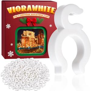 500 Pcs Wire Frame Christmas Light Clip White Plastic Replacement Clips for 1/4" and 1/8" Wire Frames to Hold Mini String Lights for Xmas Reindeer Holiday Yard Decoration