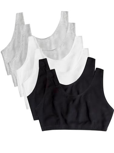 Fruit of the Loom Women's Built Up Tank Style Sports Bra 6 Pack, Black/White/Heather Grey, 50