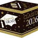 SerpizePaty Graduation Card Box,  Grad Gift Box | DIY Grad Party Card Surprise Box with Cap Design for School College Class of 2026 Party Favors, Black Gold Pack Of 5