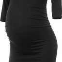  Peauty Maternity Bodycon Dress Fall Baby Shower Dress 3/4 Sleeve Maternity Clothes (Size S)