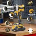 Cordless Impact Driver Compatible with Dewalt 20V /60V Max Battery, 1/4" Hex Chuck Power Impact Driver with 2500 In-lbs, 4 Available Speed, Auto Stop & LED Light (No Battery), Yellow