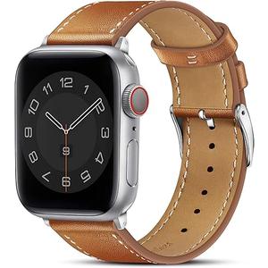 Apple Watch Band Series 11/10(42mm), Series 9/8/7(41mm), SE 3/2/1(40mm), (Series 6/5/4(40mm), Series 3/2/1(38mm), Genuine Leather Bands Replacement Strap for iWatch, Women & Men