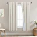 Mrs.Naturall Beige 42x45 Inches Long Back Tab Rod Pocket Linen Blackout Curtains
