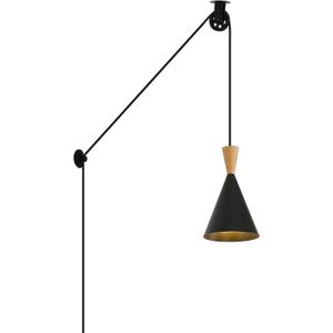 Modern Plug in Pendant Light Fixtures, Height Adjustable Hanging Lamp with Pulley, Minimalist Pendant Light for Kicthen Island, Dining Room, Living Room, Corner Growth Lighting, Black