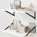 Fun Memories Floating Shelves for Wall, 12 Inch Deep Floating Shelves Set of 2, 24W x 12D Large Wall Shelf with Sturdy Metal Brackets for Living Room, Bathroom, Bedroom and Kitchen, White