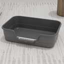 Extea Large Cat Litter Box with High Sides,Cat Boxes for Indoor Cats,Cat Litter Pan for Kitty,Litter Box with Low Entry,Easy to Clean,Anti-Splashing,23.6" x15.7" x6.2" (Grey)