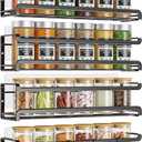 Bunoxea Spice Rack Wall Mounted 4 Pack,Space-Saving Spice Organizer for Spice Jars and Seasonings,Screw or Adhesive Hanging Spice Rack Organizer for Your Kitchen Cabinet,Pantry Door,11.41x2.75x2.75in (Black)