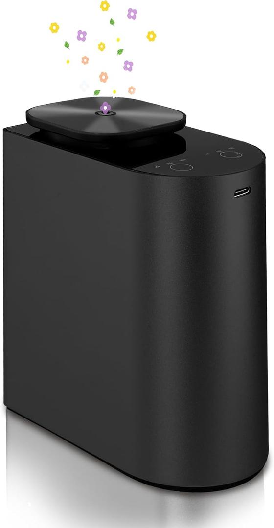 Waterless Essential Oil Diffuser4000 mAh Large Battery, Max 120ml Capacity, Suitable for Hotels, Large Rooms, Offices, Bedrooms Aluminum Alloy Desktop Scent Diffuser (Black)