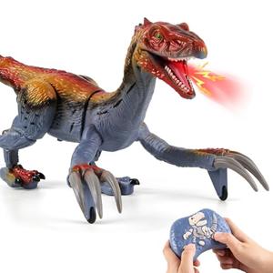 HAYXUN Remote Control Dinosaur Toys for Kids 3-12, 18.2" Jurassic Therizinosaurus Toys Imitates Walking, Roars - 2.4 GHz RC Robot Dino Toys w/Light & Spray, Birthday for Kids (Multicolored)