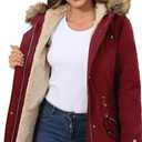 ROYAL MATRIX Women's Winter Coats Fleece Lined Parka Jacket Hooded Long Winter Warm Parka Coat with Pockets (18, Wine)