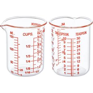 High Borosilicate Glass Measuring Cup-V-Shaped SpoutGlass Measuring Beaker for Kitchen or Restaurant, Easy to Read, 150 ML (5 Oz)-Pack of 2