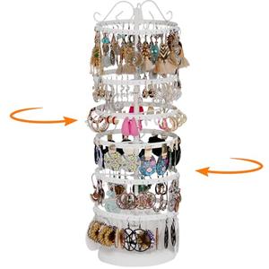 17Dec 6 Tiers 360 Rotating Earring Holder Organizer Stand,264 Holes Stud Earring Organizers and Storage，Jewelry Organizers and Storage,Earring Tree Organizer for Women