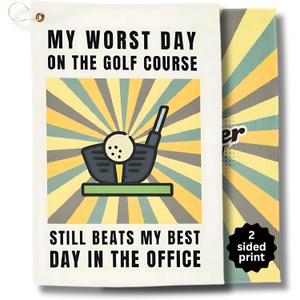 Funny Golf Towels- Golf AccessoriesThemed Gag Gifts for Men Who Have Everything, Golf Towels for Golf Bags with Clip for Men, (Office) (Multicolor-1)