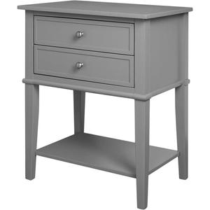 Ameriwood Home Franklin Accent Table with 2 Drawers, Gray Finish, Engineered Wood Night Stand with Drawers or Small Bedside Table for Bedroom and More (Grey)
