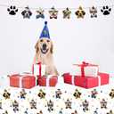 2 x 195Pcs Dog Birthday Party Decorations Set - 20 Plates, 20 Napkins, 18 Balloons, 107 Tattoos, 24 Cake Toppers, 1 L Topper, 1 Banners, 1 Tablecloth, 1 Scarf, 1 Hat with Numbers for Dog Party Supplies