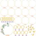 14 Pack Floral Hoop with Stand and LED Fairy Lights 18 inch Metal Rings for DIY Centerpiece Table Decorations Crafts Macrame Rings Hoop Wreath Dream Catcher Rings Wedding Christmas Wreaths, Gold