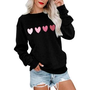 KNEYATTA Valentine Day Sweatshirts for Women Valentine Heart Sweatshirt Valentines Shirt Vintage Pullover Tops (Large, Black)