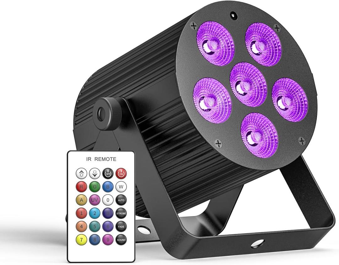 Rechargeable Stage Lights, 60W LED RGBWA+UV Battery Powered Par Can Lights with 5500mAh, Remote DMX Sound Activated Uplights for Events, Party, Wedding, Concert, Dance - 1Pc