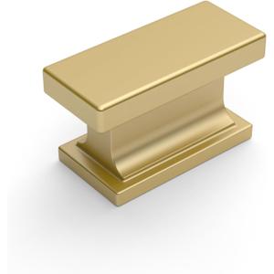 Amerdeco 10 Pack Brushed Gold Cabinet Knobs 1.46 Inch(37mm) Single Hole Cabinet Handles Rectangle Dresser Knobs Drawer Knob for Bathroom Cabinets