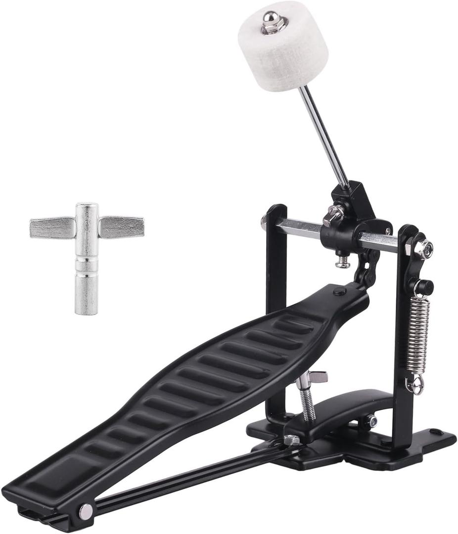 Drums Pedal Black Aluminum Alloy Children Rack Drums Pedal Set with Drum Beater Stick & Drum Key