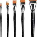 Fuumuui Grainer Brush Set5pcs Professional Flat Comb Brushes for Unique Texture Painting Perfect for Artists Acrylic, Watercolor and Oil (Black)