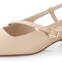 Ankis Slingback Flats for Women 1Inch Low Heels Closed Pointed Toe Ankle Strap Pumps Comfortable Walking Wedding Party Dress Shoes (8.5)