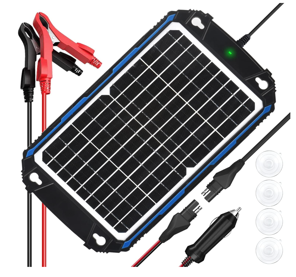 SUNER POWER Waterproof 12W 12V Solar Battery Charger & Maintainer Pro, Builtin UltraSmart MPPT Charge Controller, 12 Volt Solar Panel Trickle Charging Kits for Car Automotive Boat Marine RV Trailer