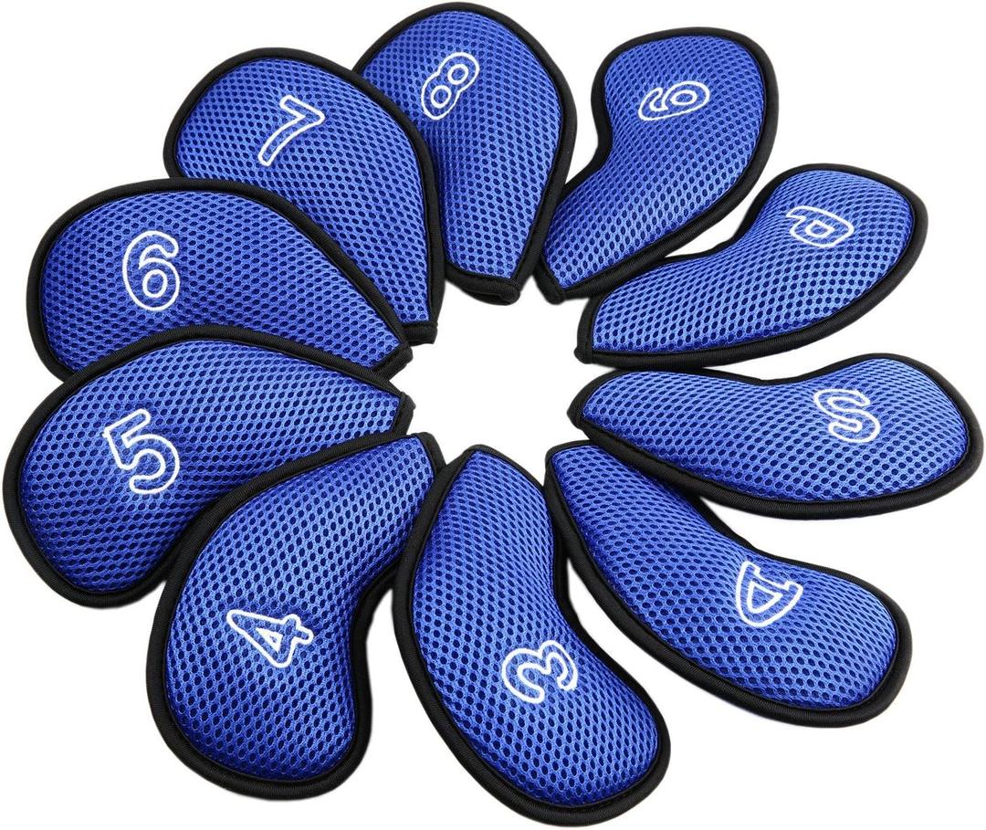 10Pcs/Pack New Meshy Golf Iron Covers Set Golf Club Head Cover Fit Most Irons