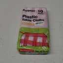 Pureegg Plastic Table Cloth Disposable 10 Pack, 54 x 108 Inch Table Cloths, Party, Picnic, Decorative Gingham Tablecloths, Rectangle, Red and White Checkered Cover, Leakproof & Sturdy, Red Plaid