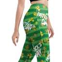 St Patricks Day Bell Bottoms Leggings for Womens, High Waisted Printed Flare Legging Plus Size Bell Bottoms Green Pants, L