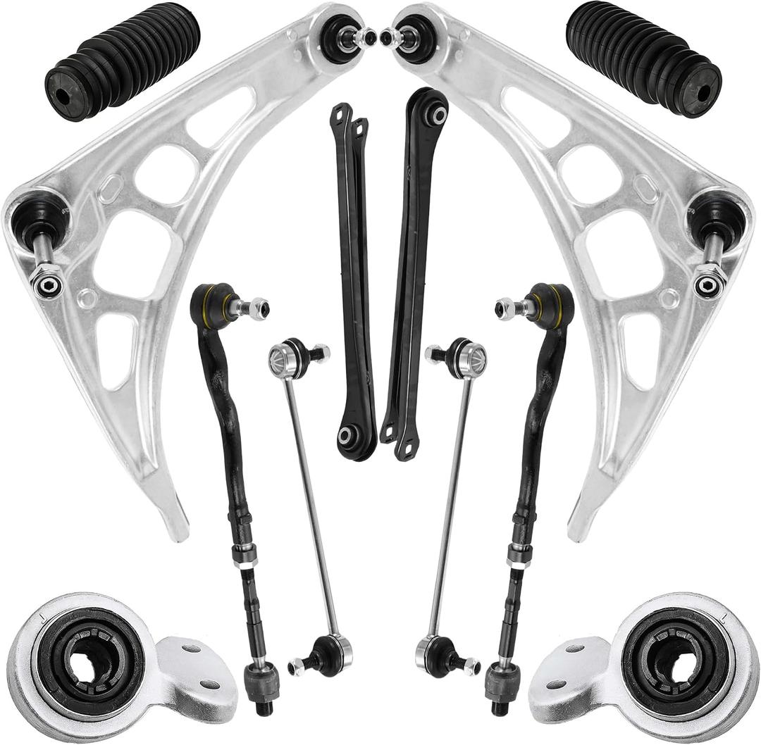 lronants Front Suspension Control Arm Kit Compatible with 3 Series E46 BMW 325i 330i 325Ci 330Ci 323Ci 328Ci 323i 328i Z4 Lower Control Arm with Ball Joint Sway Bar Link Tie Rod Ends Assembly