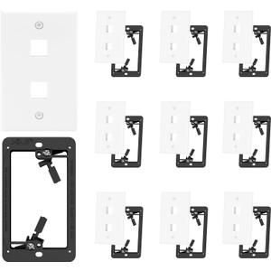 VCE Keystone Wall Plate (UL-Listed) 2-Port with Low Voltage Mounting Bracket for Ethernet, Coax, HDMI Keystone Jack Insert, 10 Pack