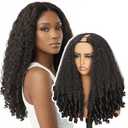 EINAEY V Part Wig Afro Curly Wig, #2 24" Synthetic V Part Wig for Black Women, Kinky Curly V Part Wig with Curly Ends Wear and Go Glueless