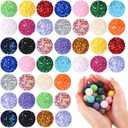 40 Pcs 20 mm Rhinestone Beads Bulk Crystal Round Disco Ball Chunky Bubblegum Beads for Pens Bracelets Charms Craft European Style Jewelry Making Supplies Christmas(Glitter)