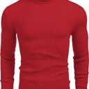 COOFANDY Mens Ribbed Slim Fit Knitted Pullover Casual Turtleneck Sweater (Medium, Wine Red)