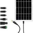 12V Solar Panel with 6 Optional Adapter Plugs,10W Solar Panel Battery Charger Portable for Vehicle Gate Opener Electrical Fence Chicken Coop Lawn Tractor Boat