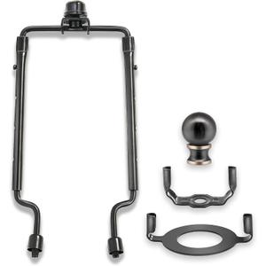 7 8 9 10 inch Lamp Shade Harp Holder,Adjustable Lamp Harp Kit,Fit Both Standard Lamp Rod and E26 Light Base UNO Fitter Adapter,with 2 Shade Attaching Finial Top (Black Color - 1 Set)