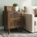 Kiasthome Wood Nightstand with 2 Drawers - Stylish Bedside Table for Bedroom, Functional End Table with Textured Front