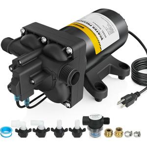110V AC Water High Pressure Pump, 5.0 GPM 55 PSI Fresh Water Transfer Diaphragm Pump with Smart Pressure Switch, Self Priming Water Booster Pumps for House Garden Sprinkler Irrigation Faucet