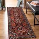 Beeiva Oriental Red Carpet Runners for Hallway 6ft Non Slip Washable Bedroom Runner Rug 2x6, Vintage Low-Pile Print Floor Carpet for Kitchen Entryway Bathroom Home Decor (Red/Multi)