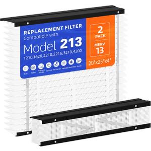 2 Pack 213 Replacement Filter,Compatible with AprilAire 213 Whole House Air Purifiers Models,1210,1620,2210,2216,3210,4200,MERV 13 HVAC Furnace Filter Replacement,20x25x4 Air Filter