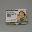 Lunchskins Compostable Sandwich Bags  50 Count | Avocado Design | Eco-Friendly Food Storage Bags Made from Unbleached Kraft Paper with Recyclable Resealable Stickers