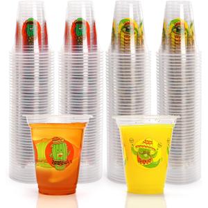 Frcctre 200 Pack Mexican Party Cups, 12 oz Cinco De Mayo Disposable Clear Plastic Cups Mexican Theme Party Decor Supplies for Taco Party Birthday Halloween Day of the Dead, 2 Styles