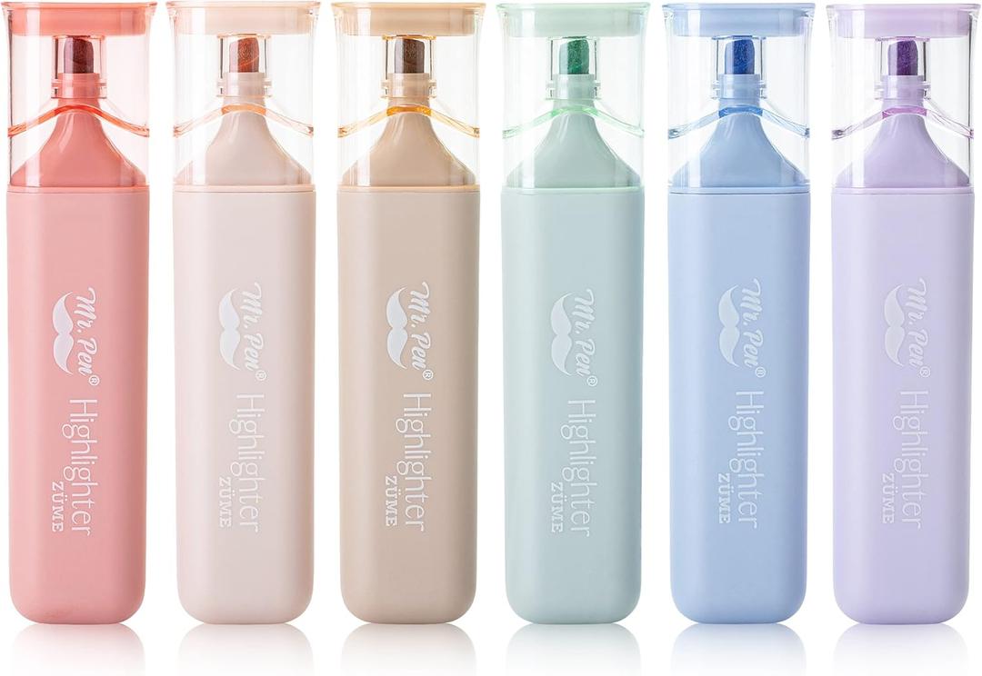 Mr. Pen- Highlighters Pastel Assorted Colors for Books, 6 Pack, Morandi Colors, Chisel Tip