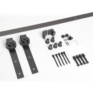 Matte Black Rustic J-Shape Basic Vintage Sliding Barn Door Hardware Kit Two-Openings 10FT(2X1525mm) Track Single-Door Hardware Kit