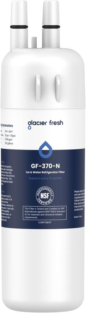 GLACIER FRESH Refrigerator Water Filter Compatible with W10295370A, EDR1RXD1, WHR1RXD1, KAD1RXD1, Filter 1, W10295370, P4RFWB, P8RFWB2L, 46-9930, 46-9081 Refrigerator Water Filter 1 Pack