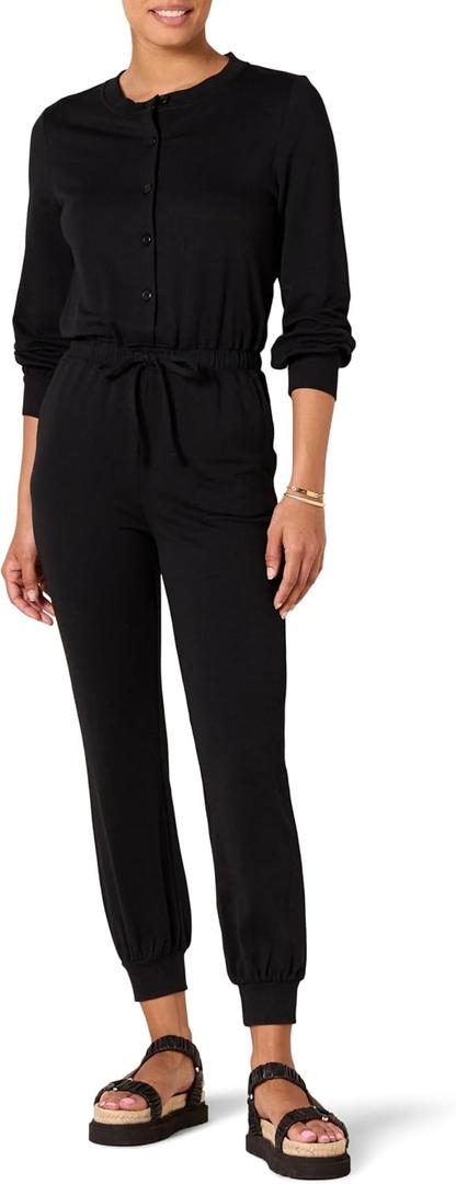 Amazon Essentials Women's Fashion Studio Terry Jumpsuit, Black, Small