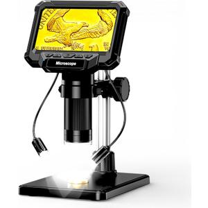 4.3" Coin Microscope 1000X for Error Coins, Digital LCD Magnifier with Anti-Glare Side Lights, 1080P USB PC View (Win/Mac), Rechargeable Scope for Numismatic Grading & Mint Marks